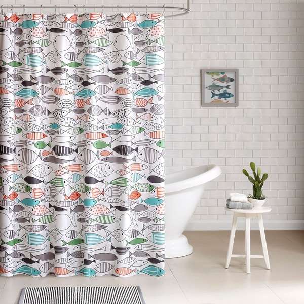 HipStyle Madfish Cotton Printed Shower Curtain