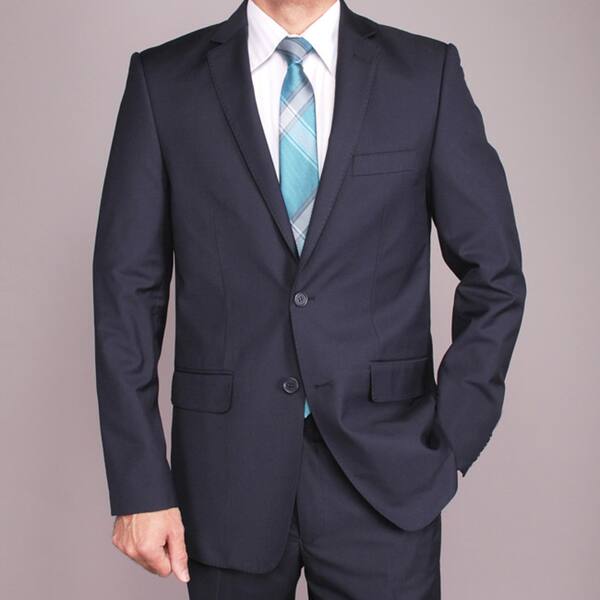 Men's Navy Blue 2-button Slim-fit Suit 42R/ 36W in Navy Blue (As Is ...