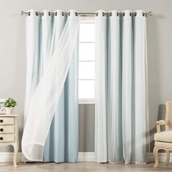 Shop Aurora Home Mix Match Blackout Tulle Lace Bronze Grommet 4