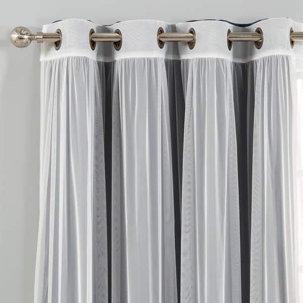 Shop Aurora Home Mix Match Blackout Tulle Lace Bronze Grommet 4