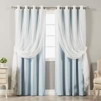 Aurora Home Mix & Match Blackout Tulle Lace Bronze Grommet 4 Piece Curtain Panel Set