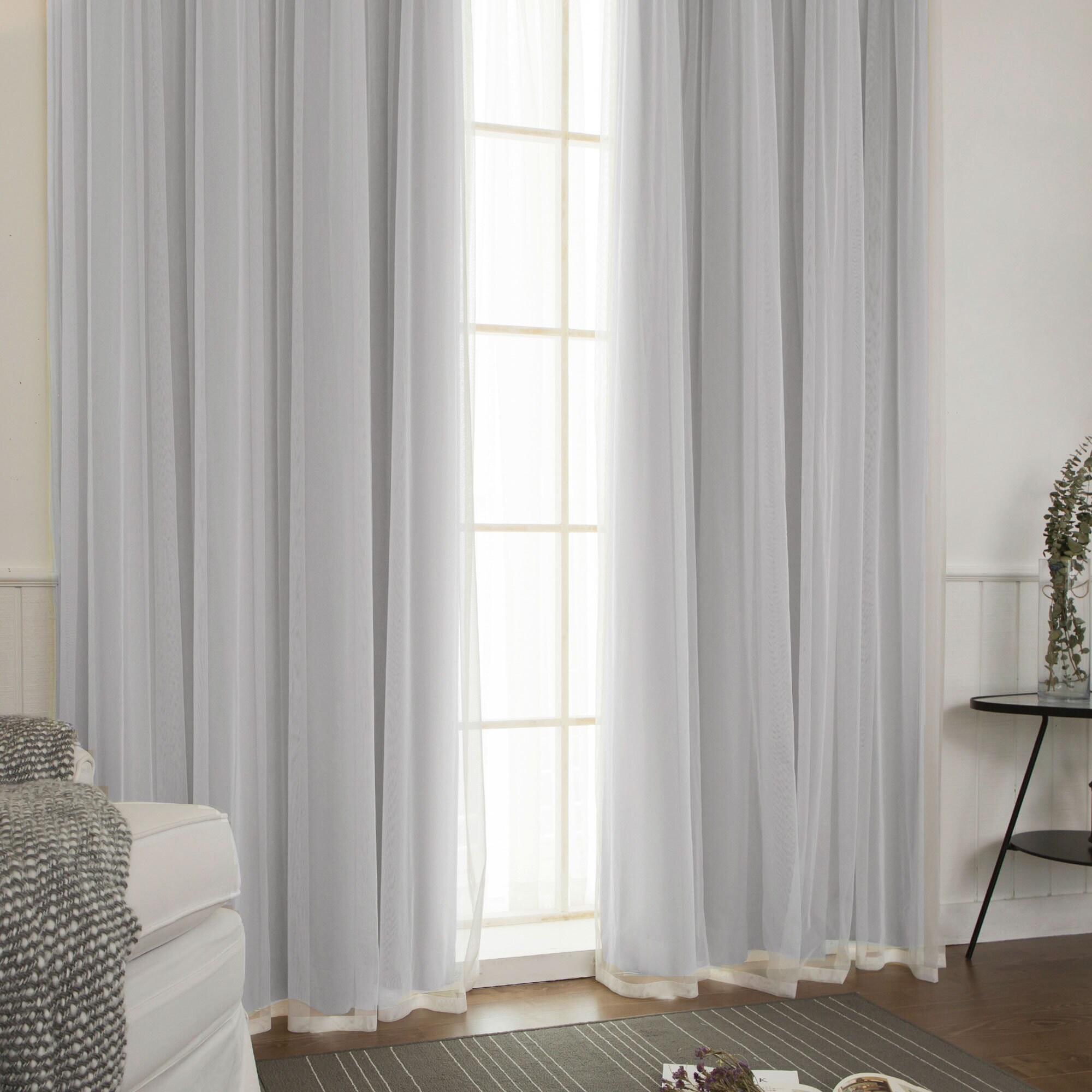 Aurora Home Mix and Match Curtains Blackout and Tulle Lace Sheer Curtain  Panel Set (4-piece) - On Sale - Bed Bath & Beyond - 11816183