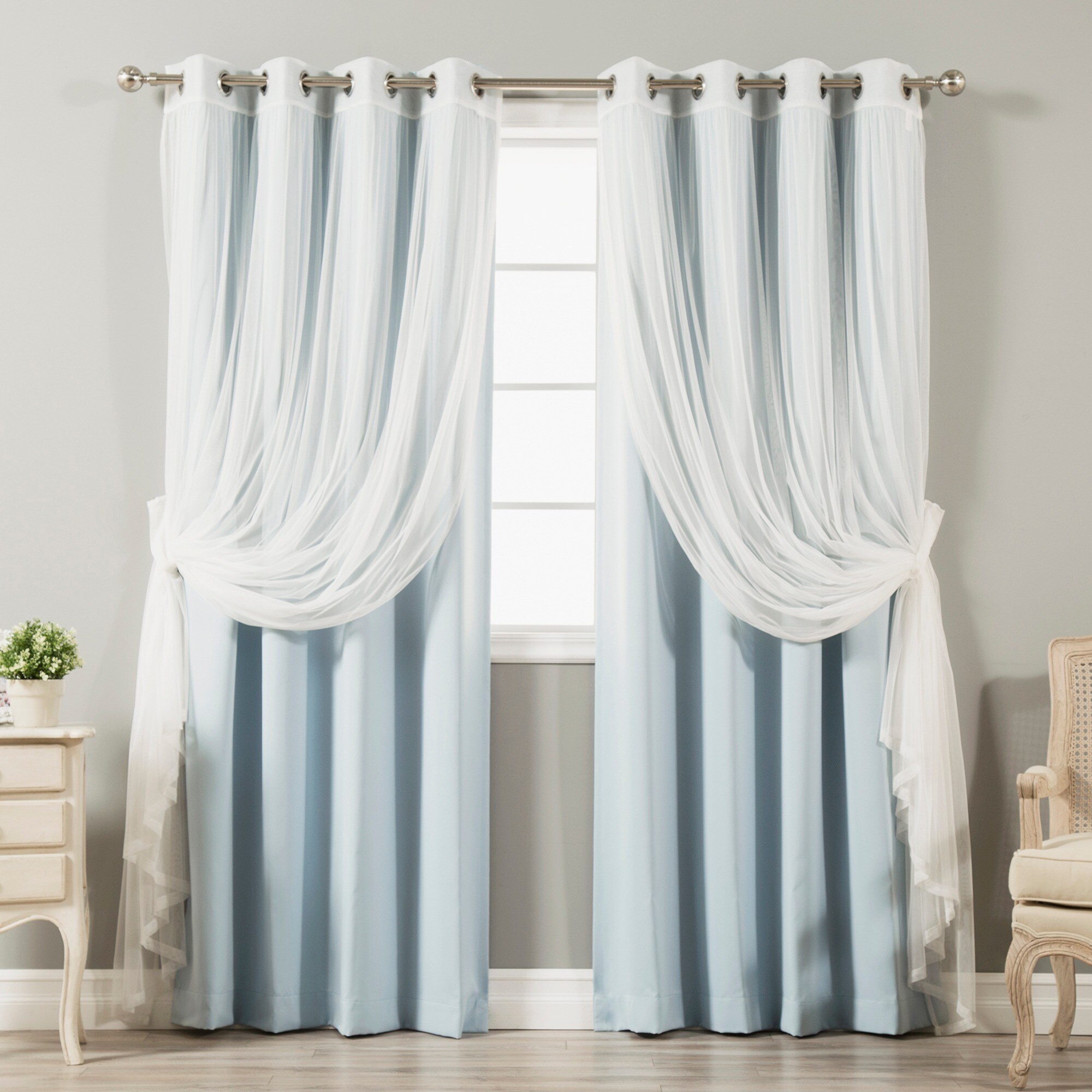 Shop Aurora Home Mix And Match Blackout Tulle Lace Sheer 4 Piece