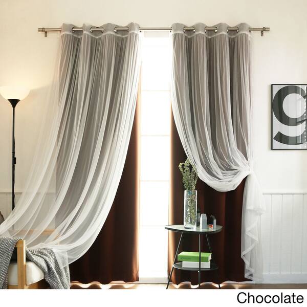 Shop Aurora Home Mix And Match Blackout Tulle Lace Sheer 4 Piece