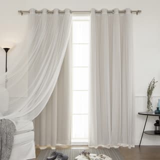 Includes Tiebacks Sheer Curtains Online At Our Aurora Home Mix Match Blackout And Sheer Tulle Lace 4 Piece Curtain Panel Set