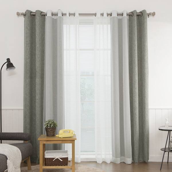 Shop Aurora Home Heathered Linen Look Blackout And Muji Sheer 4