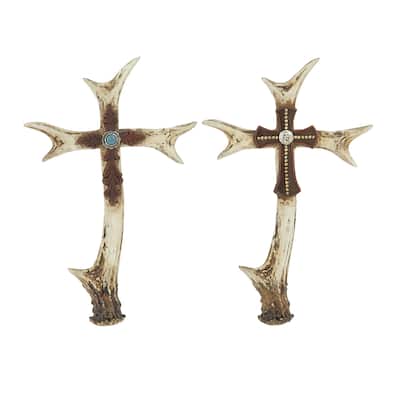 Benzara Set Of 2 Stunning Antler Cross