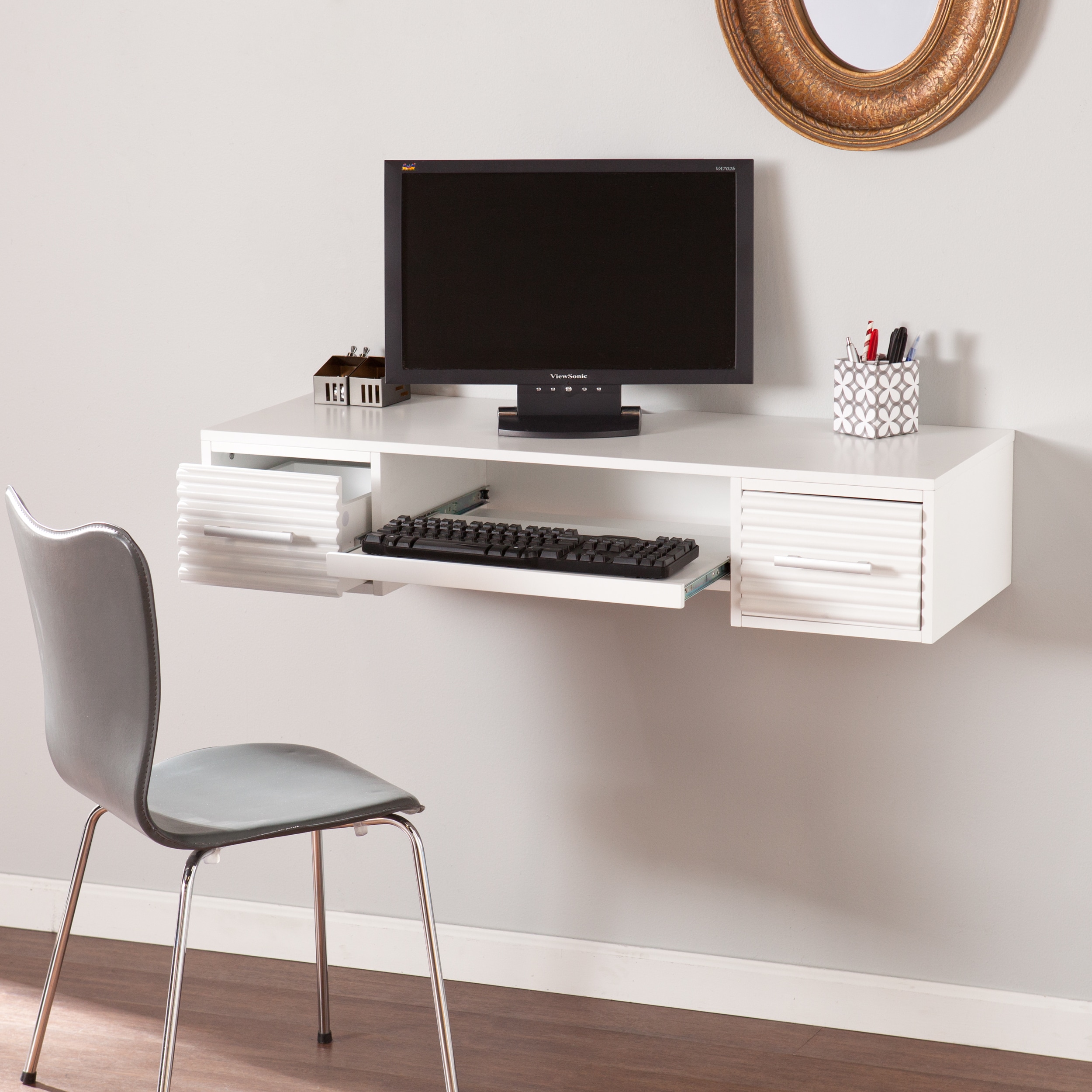 Shop Shaw White Floating Wall Mount Desk On Sale Overstock