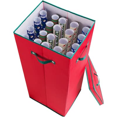 Elf Stor Wrapping Paper Storage Box Lid Holds 20 Rolls 30 Inch Organizer Heavy Duty - 30 inch rolls