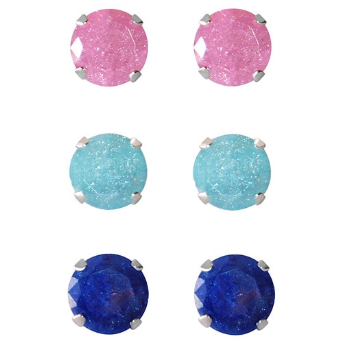 Set Of 3 Pair Sterling Silver 4 25 Mm Pink Turquoise Bright Set Of 3 Pair Sterling Silver 4 25 Mm Pink Turquoise Bright Blue