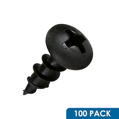 Rok Hardware #8-11 x 1/2-inch Deep/Coarse Thread Phillips Pan Head Screws Black Phosphate, 100 Pack