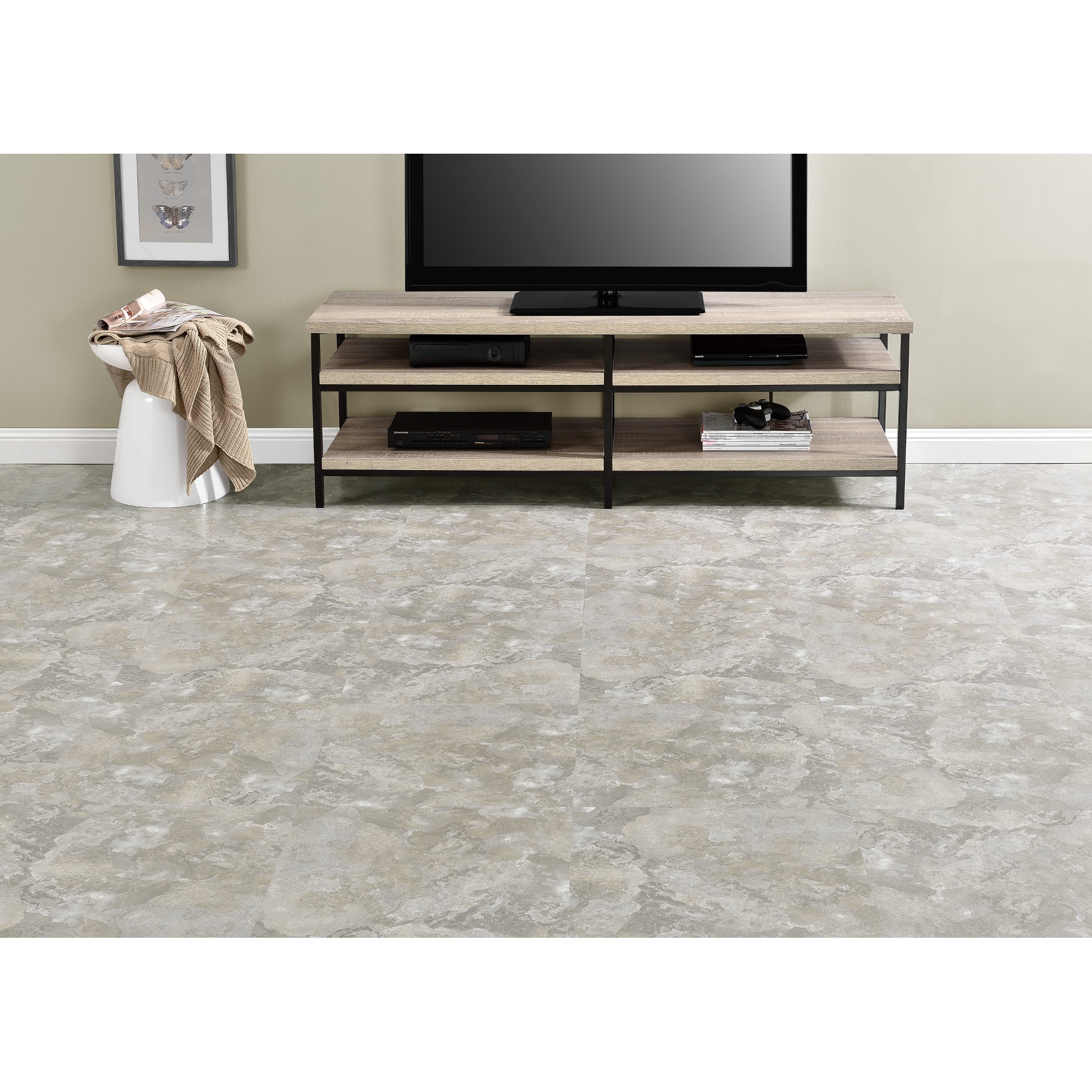 Achim Majestic Light Gray Slate 18x18 Self Adhesive Vinyl Floor Tile 