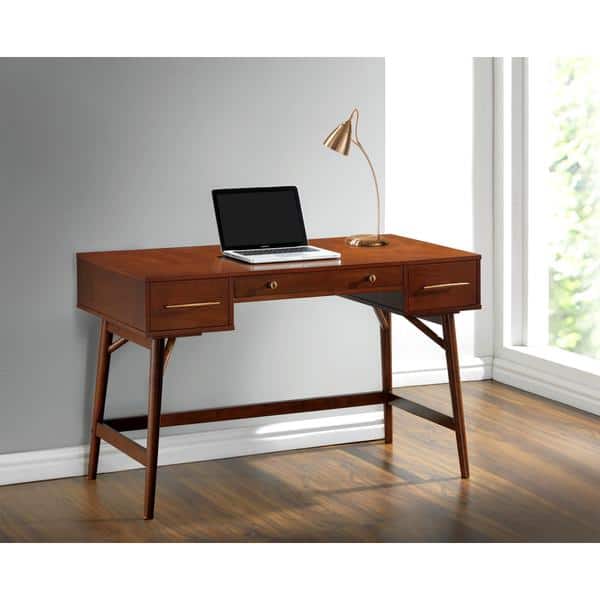 Walnut Desk With Three Solid Walnut Drawers, Mid Century Modern