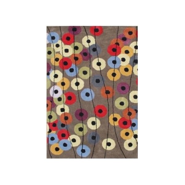 With The Alliyah Patterned Rich Dotted Circles Taupe Wool Floor Rug (10' x 12') - XL