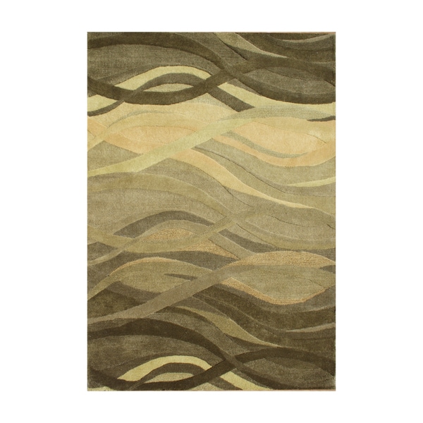 shop alliyah green waves olive green wool hand carved rug overstock christmas
