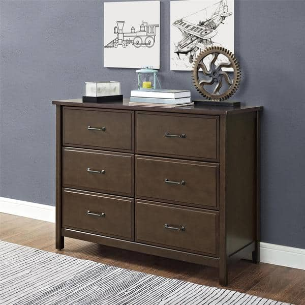 Shop Dorel Living Maxton Mocha 6 Drawer Dresser Free Shipping