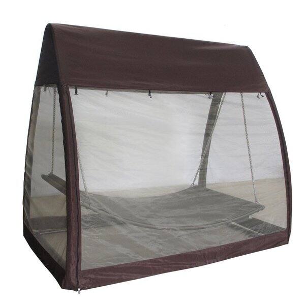 Shop Abba Patio Outdoor Arched Canopy With Hanging Hammock Porch Swing And Net In Chocolate Overstock 11818470