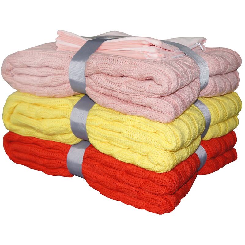 EZ Match Super Eighteen Cable Knitted Throw Combo
