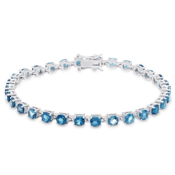Dolce Giavonna Sterling Silver London Blue Topaz Tennis Dolce Giavonna Sterling Silver London Blue Topaz Tennis Bracelet