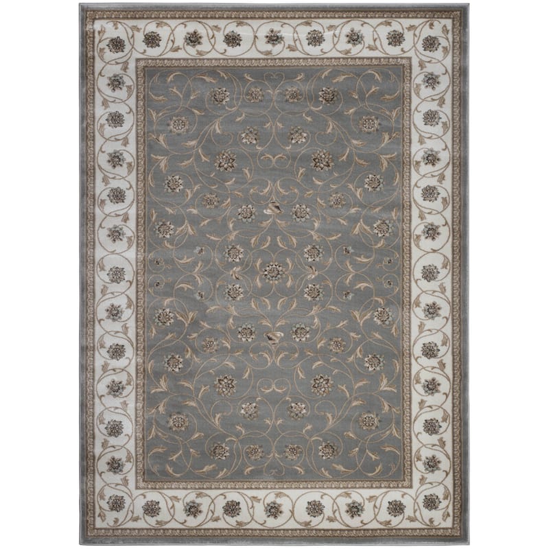 Admire Home Living Plaza Floral Scroll Area Rug - 3'3" x 4'11" - Grey