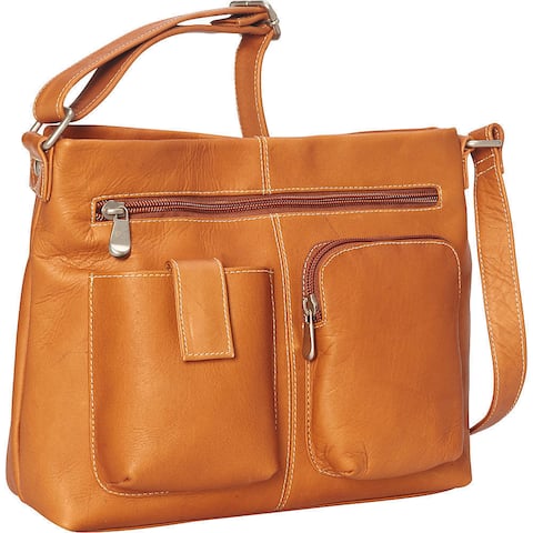 LeDonne Leather Two-pocket Leather Crossbody Handbag