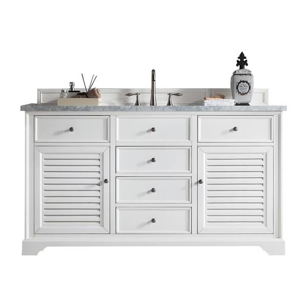Shop Savannah Cottage White 60 Inch Single Vanity Cabinet Overstock 11819343 Oval Base Only No Top