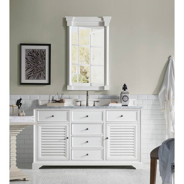Savannah Cottage White 60 Inch Single Vanity Cabinet Overstock 11819343 Oval Base Only No Top
