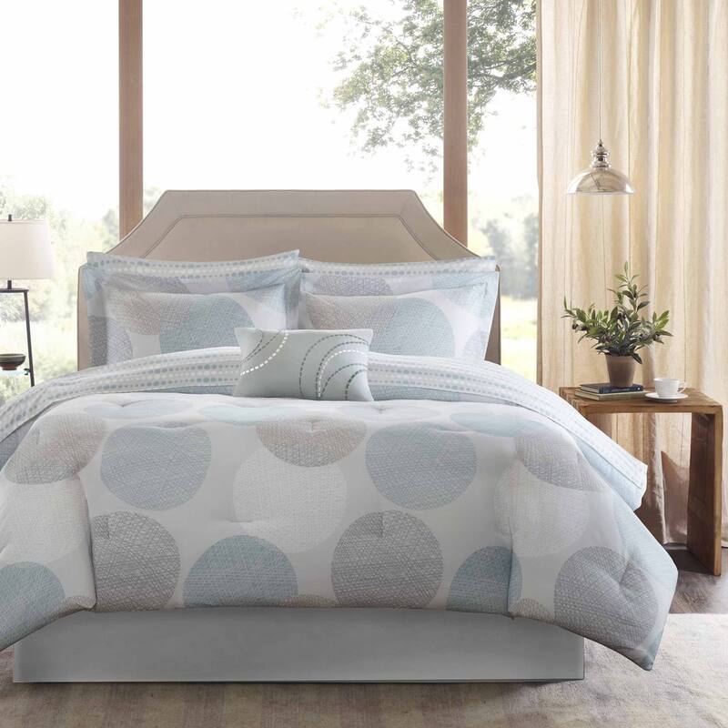 Madison Park Essentials Covina Aqua Complete Comforter Set with Cotton Bed Sheets - Twin