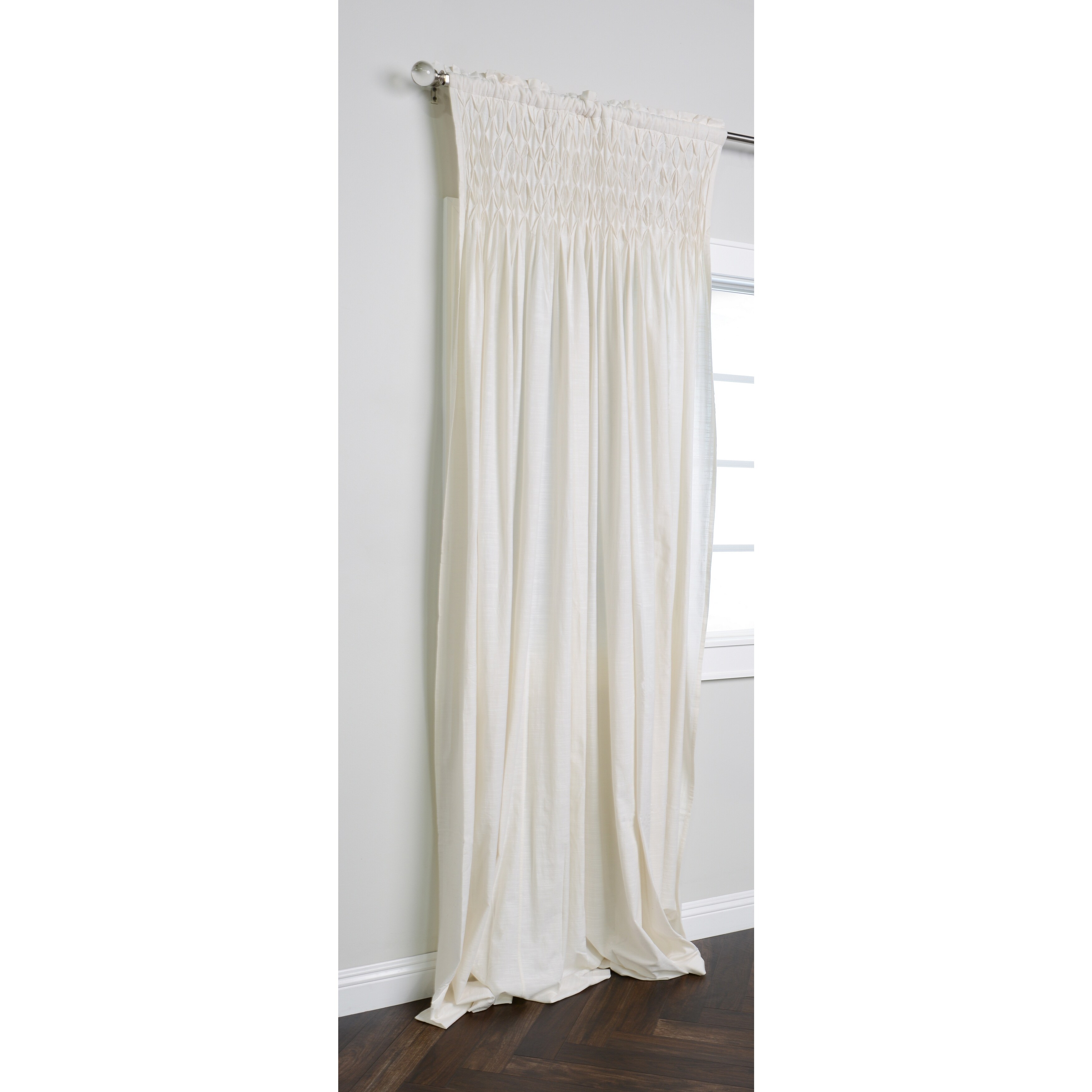 Shop Kosas Home Samuel 108 Inch Cream Cotton Smocked Curtain Panel