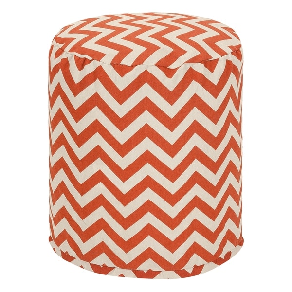 slide 2 of 27, Majestic Home Goods Chevron Indoor / Outdoor Ottoman Pouf 16" L x 16" W x 17" H Burnt Orange