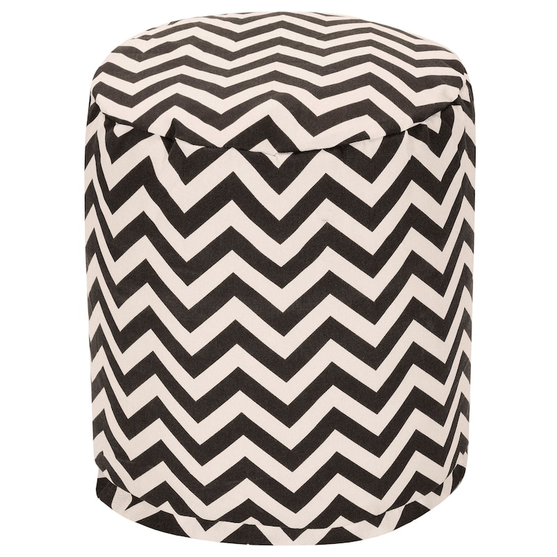 Majestic Home Goods Chevron Indoor / Outdoor Ottoman Pouf 16" L x 16" W x 17" H - Black