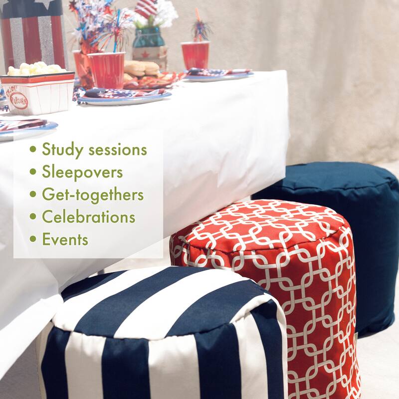 Majestic Home Goods Chevron Indoor / Outdoor Ottoman Pouf 16" L x 16" W x 17" H