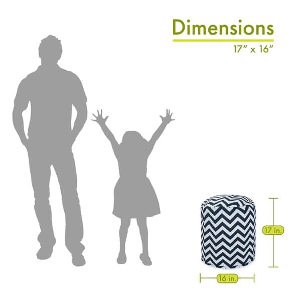 dimension image slide 7 of 8, Majestic Home Goods Chevron Indoor / Outdoor Ottoman Pouf 16" L x 16" W x 17" H
