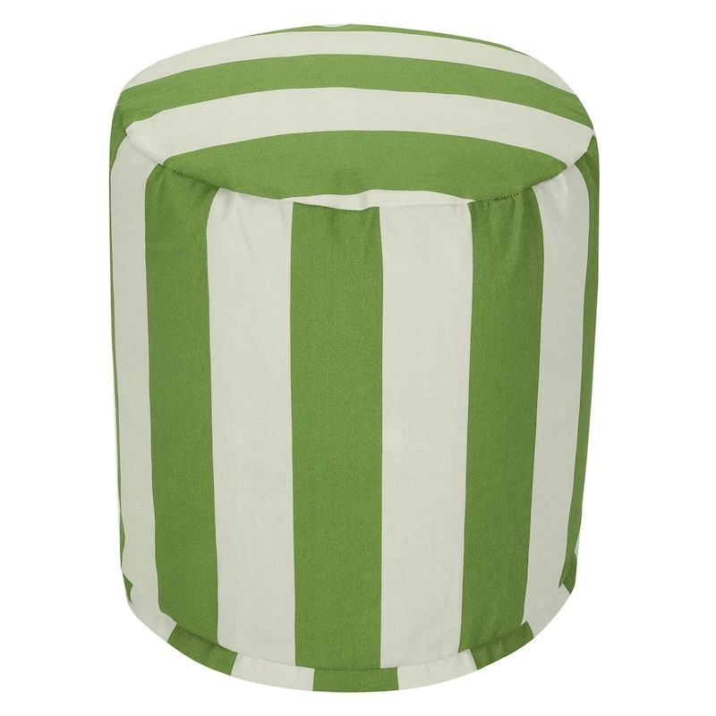 Majestic Home Goods Vertical Stripe Indoor / Outdoor Ottoman Pouf 16" L x 16" W x 17" H - Sage/Cream