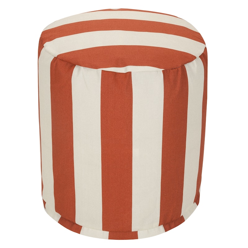 Majestic Home Goods Vertical Stripe Indoor / Outdoor Ottoman Pouf 16" L x 16" W x 17" H - Burnt Orange/Cream
