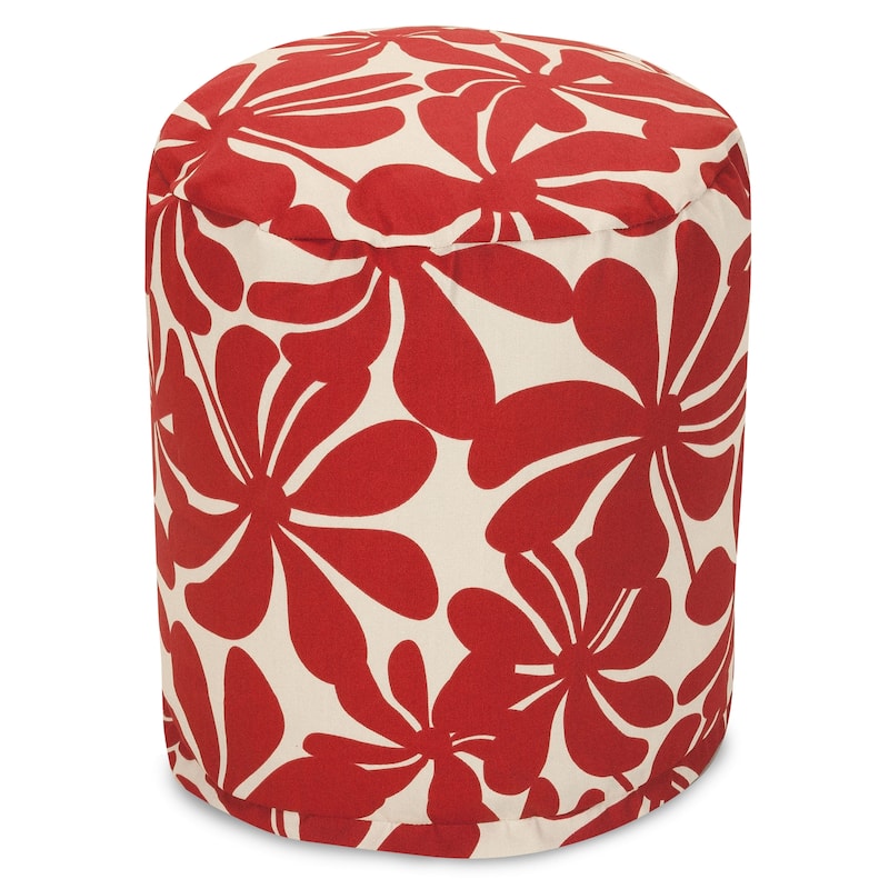 Majestic Home Goods Plantation Indoor / Outdoor Ottoman Pouf 16" L x 16" W x 17" H - Red