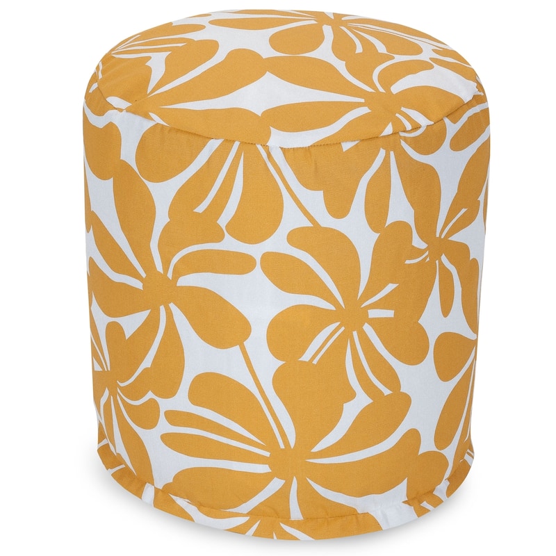 Majestic Home Goods Plantation Indoor / Outdoor Ottoman Pouf 16" L x 16" W x 17" H - Yellow