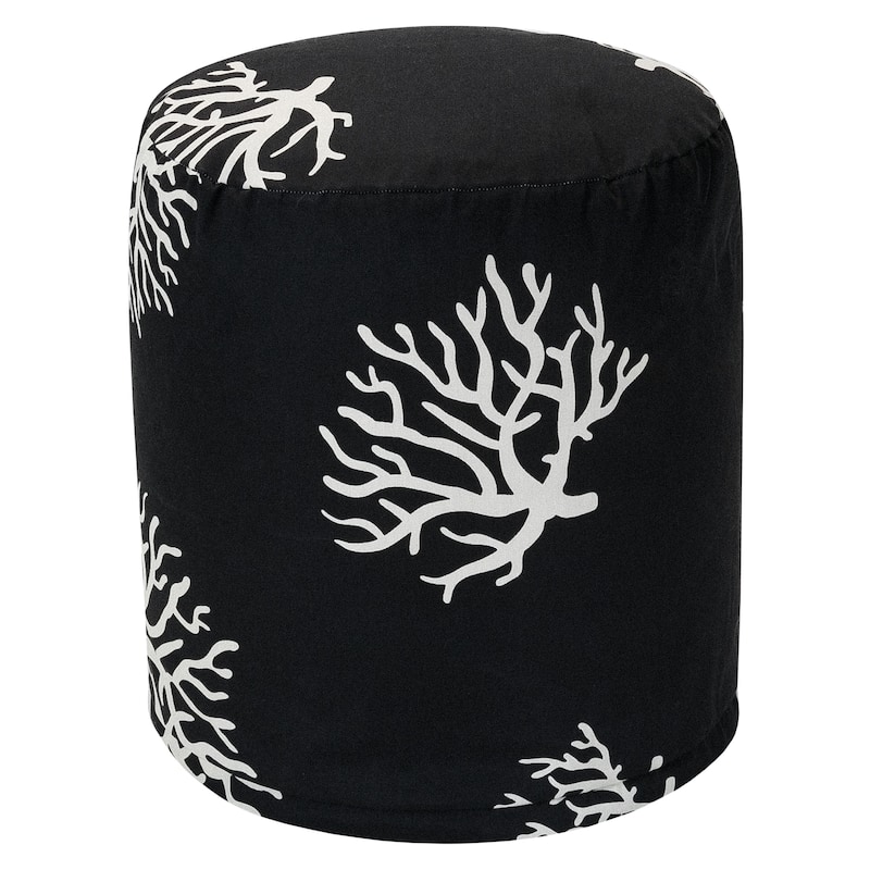 Majestic Home Goods Coral Indoor / Outdoor Ottoman Pouf 16" L x 16" W x 17" H - Black