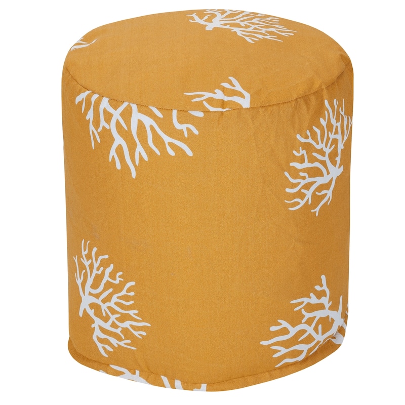 Majestic Home Goods Coral Indoor / Outdoor Ottoman Pouf 16" L x 16" W x 17" H - Yellow
