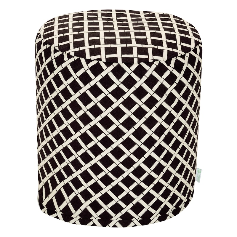 Majestic Home Goods Bamboo Indoor / Outdoor Ottoman Pouf 16" L x 16" W x 17" H - Black