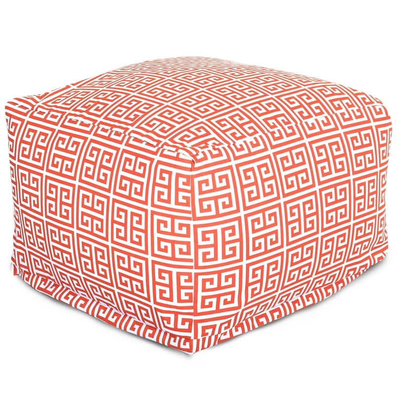 Majestic Home Goods Indoor Outdoor Towers Ottoman Pouf 27 in L x 27 in W x 17 in H - Orange