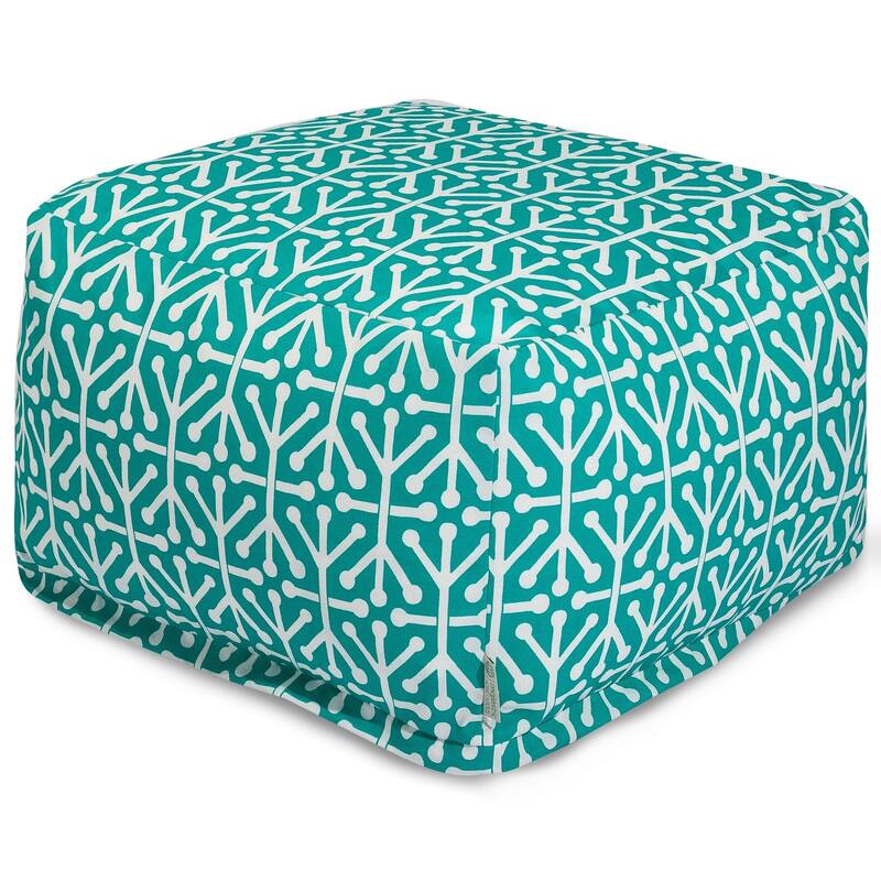 Majestic Home Goods Indoor Outdoor Aruba Ottoman Pouf 27 in L x 27 in W x 17 in H - Pacific