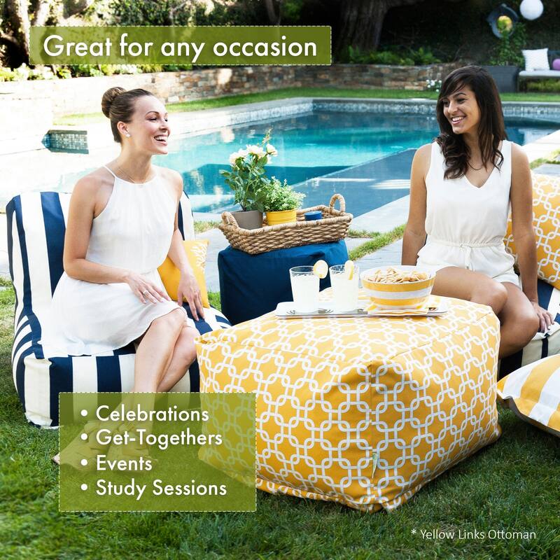Majestic Home Goods Indoor Outdoor Trellis Ottoman Pouf 27 in L x 27 in W x 17 in H