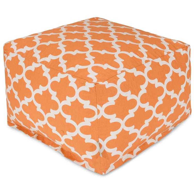 Majestic Home Goods Indoor Outdoor Trellis Ottoman Pouf 27 in L x 27 in W x 17 in H - Peach