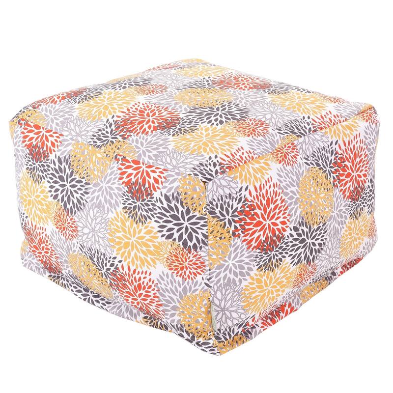 Majestic Home Goods Indoor Outdoor Blooms Ottoman Pouf 27 in L x 27 in W x 17 in H
