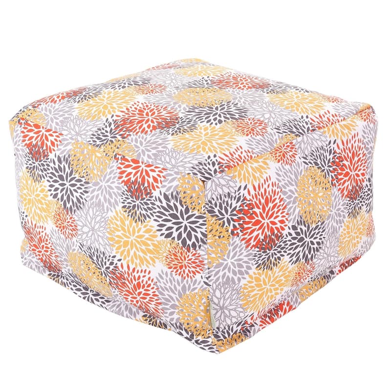 Majestic Home Goods Indoor Outdoor Blooms Ottoman Pouf 27 in L x 27 in W x 17 in H - Citrus