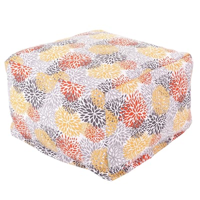 Majestic Home Goods Indoor Outdoor Blooms Ottoman Pouf 27 in L x 27 in W x 17 in H