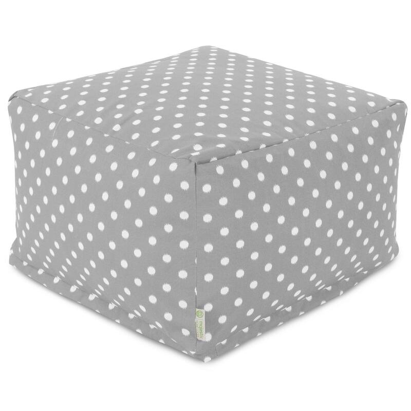 Majestic Home Goods Indoor Outdoor Ikat Dot Ottoman Pouf 27 in L x 27 in W x 17 in H - Gray