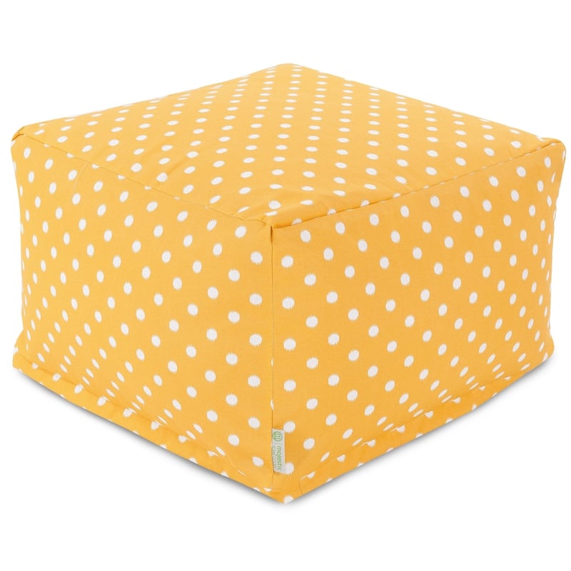 Majestic Home Goods Indoor Outdoor Ikat Dot Ottoman Pouf 27 in L x 27 in W x 17 in H - Citrus