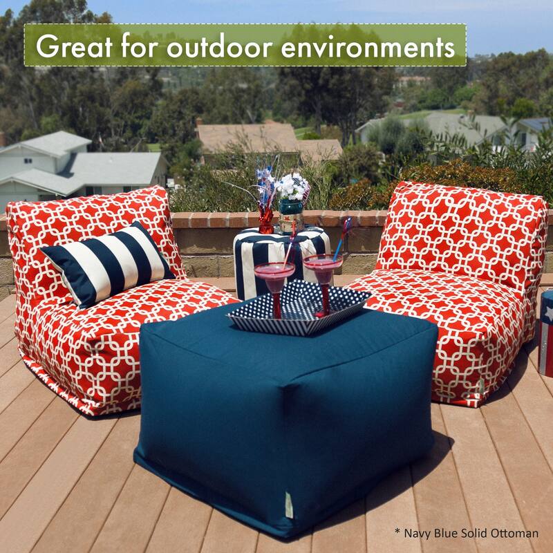 Majestic Home Goods Indoor Outdoor Ikat Dot Ottoman Pouf 27 in L x 27 in W x 17 in H